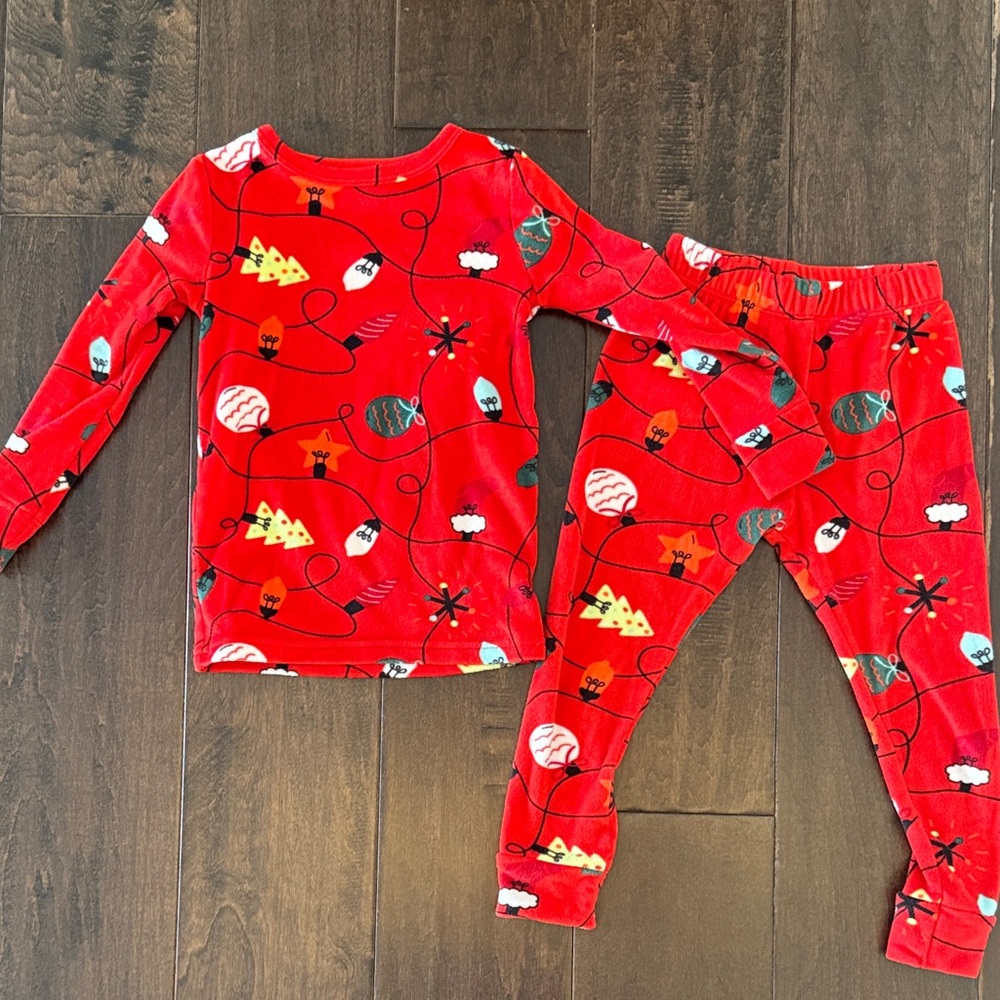 Cat and Jack Cozy Soft Gender Neutral Holiday-Themed Red Kids Pajama Set